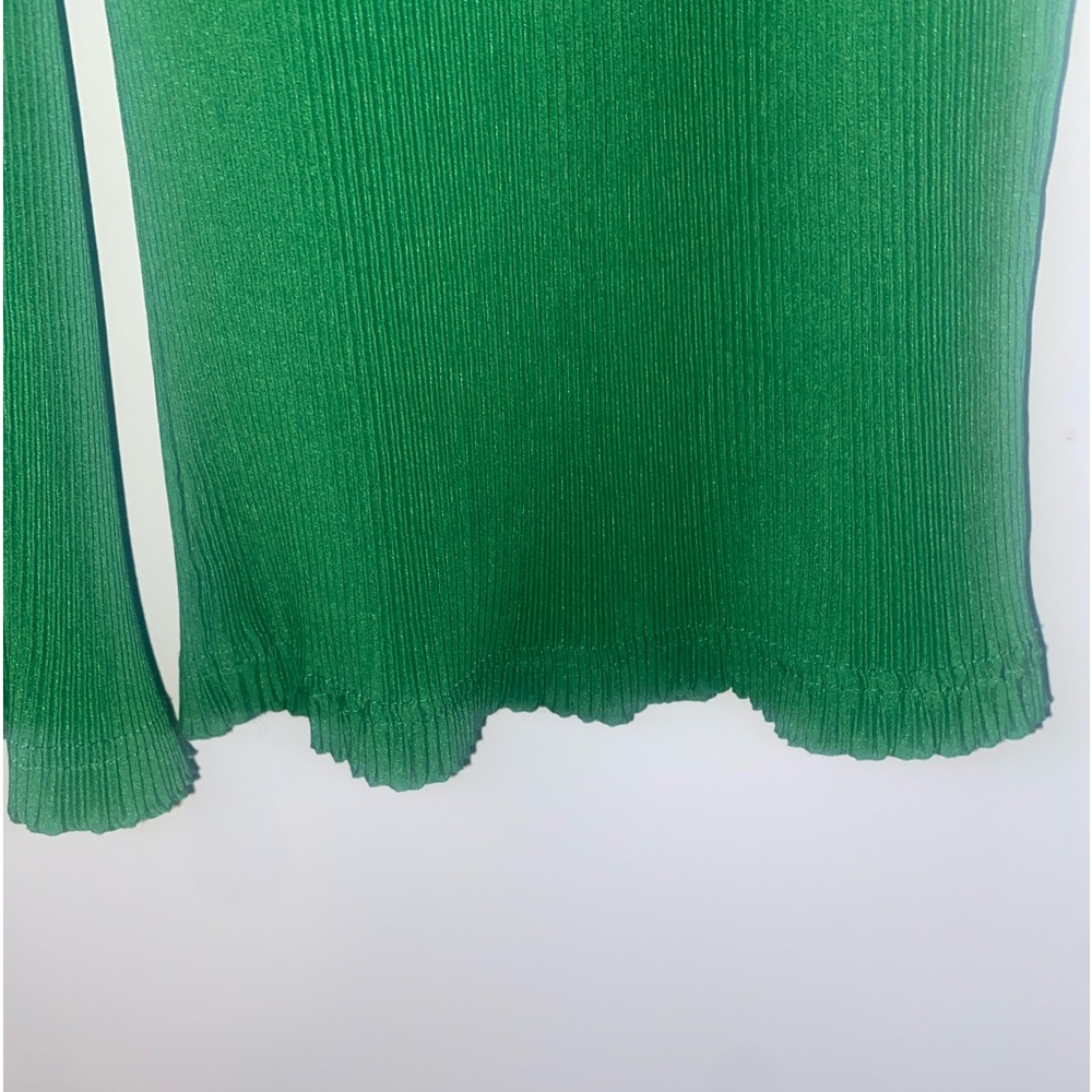 PrettyLittleThing Plisse Wide Leg Pants Green High Waisted Flowy Lounge Size 6 - Picture 8 of 14